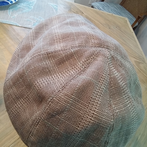 Ivy Slim Newsboy Flat Cap Brown Multi-Colored Plaid Linen/Cotton - Picture 7 of 9